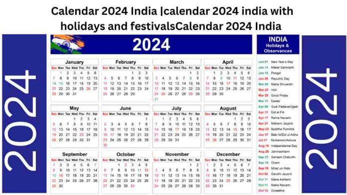 Calendar 2024 India Calendar 2024 India